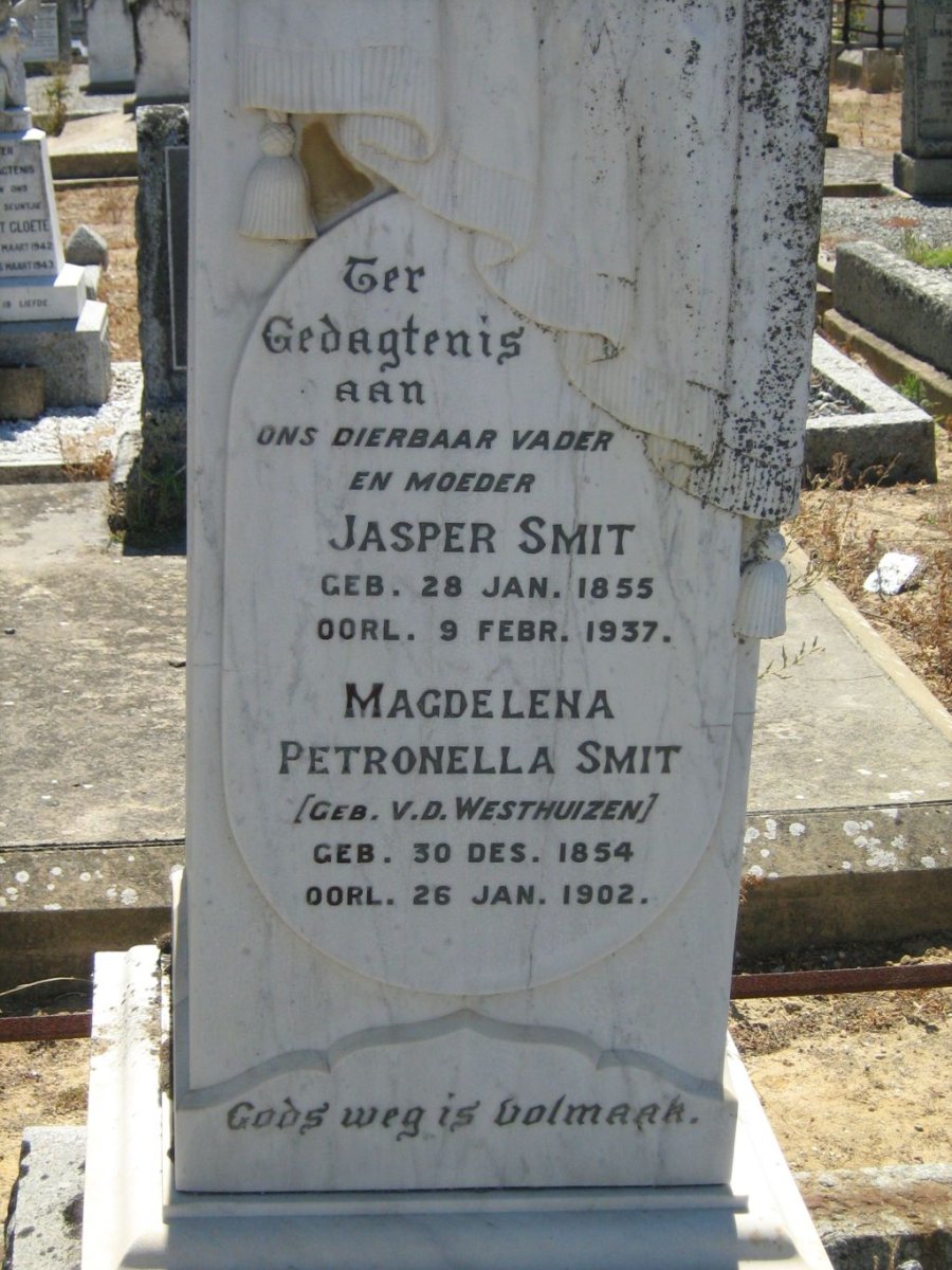 SMIT Jasper 1855-1937 &amp; Magdelena Petronella V.D. WESTHUIZEN 1854-1902