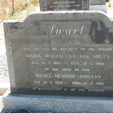 SWART Daniel Hendrik Adriaan 1900-1989 &amp; Maria Magdalena SMUTS 1897-1969
