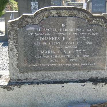 TOIT Johannes H.V., du 1893-1960 &amp; Maria C.S. VAN SCHALKWYK 1898-1972