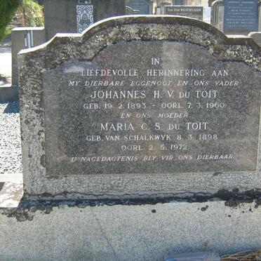 TOIT Johannes H.V., du 1893-1960 &amp; Maria C.S. VAN SCHALKWYK 1898-1972