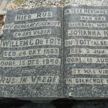 TOIT Willem C., du 1863-1940 &amp; Johanna H.M. ALBERTYN 1871-1948