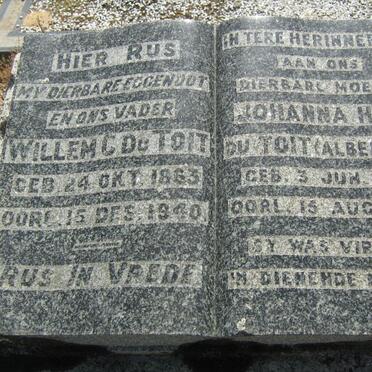 TOIT Willem C., du 1863-1940 &amp; Johanna H.M. ALBERTYN 1871-1948