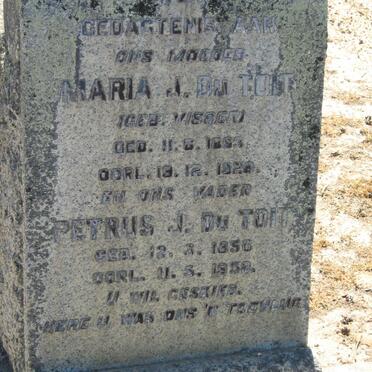 TOIT Petrus J., du 1856-1952 &amp; Maria J. VISSER 1863-1920