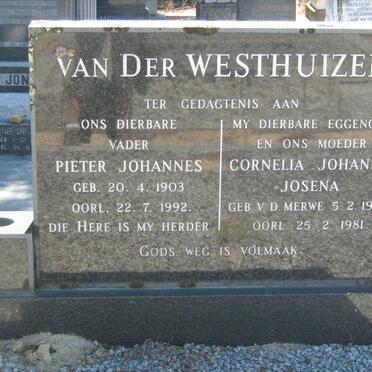 WESTHUIZEN Pieter Johannes, van der 1903-1992 &amp; Cornelia Johanna Josena V.D. MERWE 1908-1981