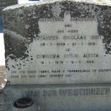 WESTHUIZEN Johannes Nicolaas Smit, van der 1869-1919 &amp; Christina Gysje Aletta 1878-1944