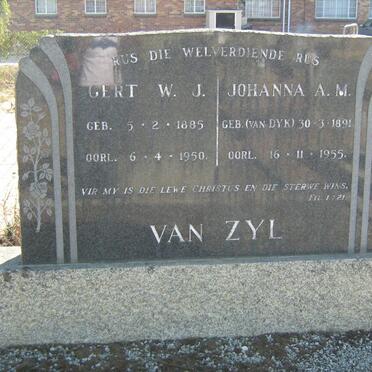 ZYL Gert W.J., van 1885-1950 &amp; Johanna A.M. VAN DYK 1891-1955