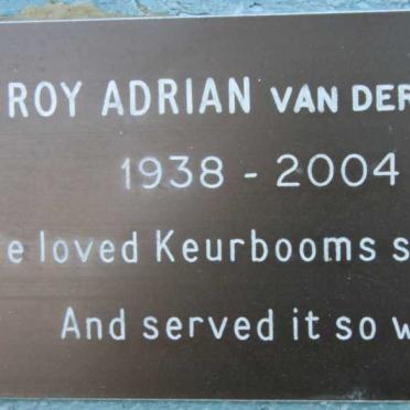 BIJL Roy Adrian, van der 1938-2004