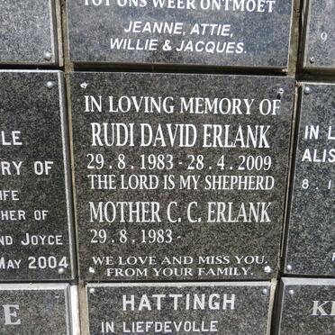 ERLANK Rudi David 1983-2009 :: ERLANK C.C. 1983-