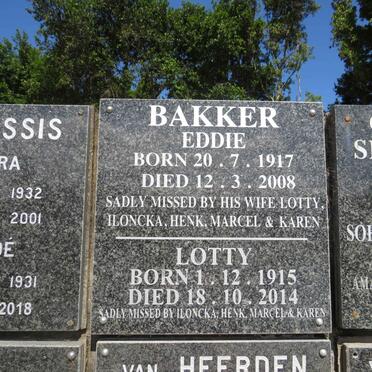 BAKKER Eddie 1917-2008 &amp; Lotty 1915-2014