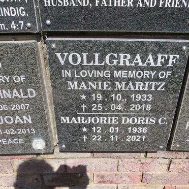 VOLLGRAAFF Manie Maritz 1933-2018 &amp; Marjorie Doris C. 1936-2021