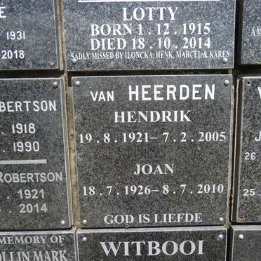 HEERDEN Hendrik, van 1921-2005 &amp; Joan 1926-2010