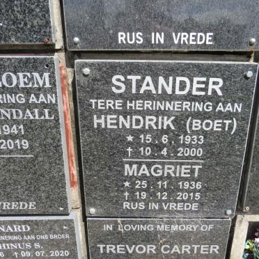 STANDER Hendrik 1933-2000 &amp; Magriet 1936-2015