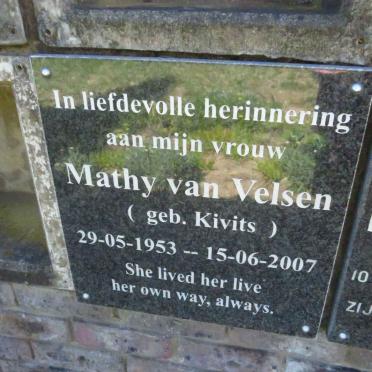 VELSEN Mathy, van nee KIVITS 1953-2007