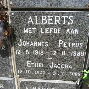 ALBERTS Johannes Petrus 1918-1989 &amp; Ethel Jacoba 1922-2006
