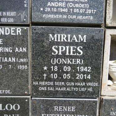 SPIES Miriam nee JONKER 1942-2014