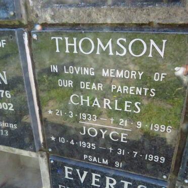 THOMSON Charles 1933-1996 &amp; Joyce 1935-1999