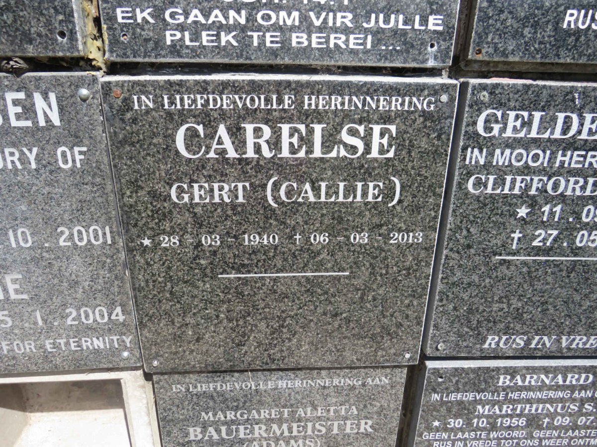 CARELSE Gert 1940-2013