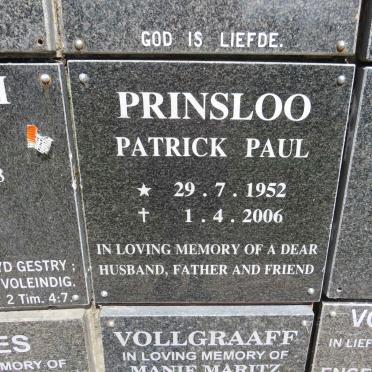 PRINSLOO Patrick Paul 1952-2006