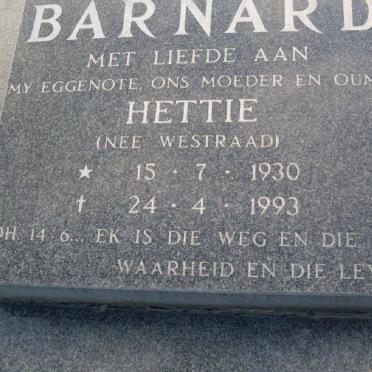 BARNARD Hettie nee WESTRAAD 1930-1993