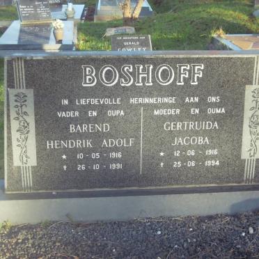 BOSHOFF Barend Hendrik Adolf 1916-1991 &amp; Gertruida Jacoba 1916-1994