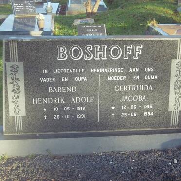 BOSHOFF Barend Hendrik Adolf 1916-1991 &amp; Gertruida Jacoba 1916-1994