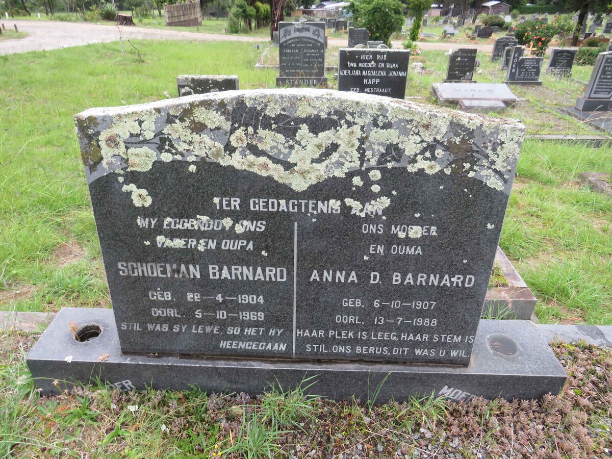 BARNARD Schoeman 1904-1969 & Anna D. 1907-1988