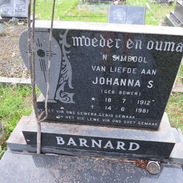 BARNARD Johanna S. nee BOWER 1912-1981