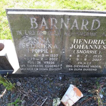 BARNARD Hendrik Johannes 1935-2007 &amp; Anna Fedrieka 1933-2002