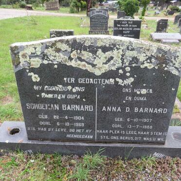 BARNARD Schoeman 1904-1969 & Anna D. 1907-1988