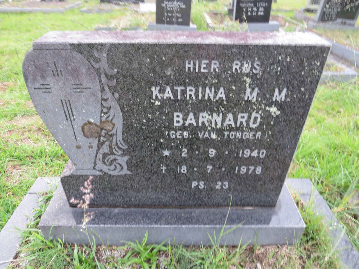 BARNARD Katrina M.M. nee VAN TONDER 1940-1978