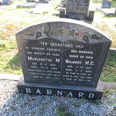 BARNARD Gilbert H.C. 1921-2003 &amp; Margaretha M. 1924-1989