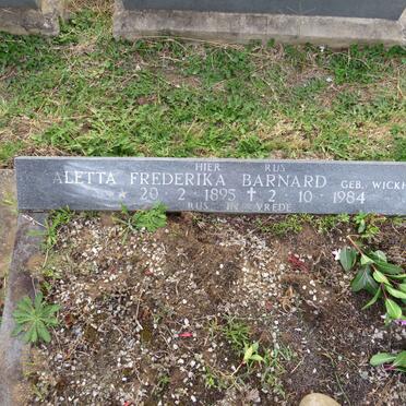 BARNARD Aletta Frederika nee WICKHAM 1895-1984