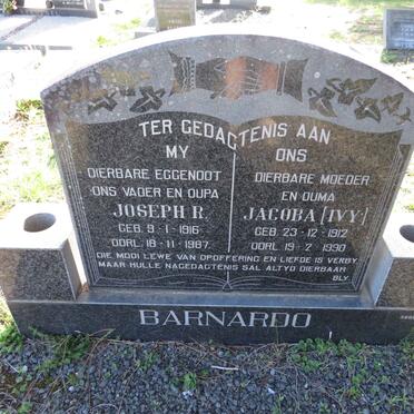 BARNARDO Joseph R. 1916-1987 &amp; Jacoba 1912-1990