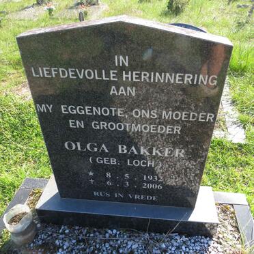 BAKKER Olga nee LOCH 1932-2006