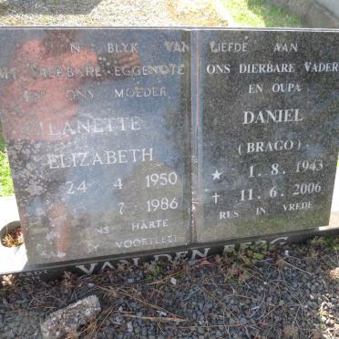 BERG Daniel, van den 1943-2006 &amp; Jeanette Elizabeth 1950-1986