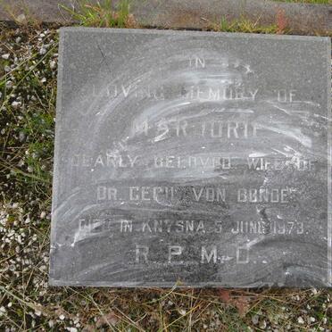 BONDE Marjorie, von -1973