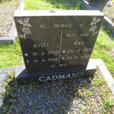 CADMAN Cliff 1908-1968 &amp; Nan 1907-1985