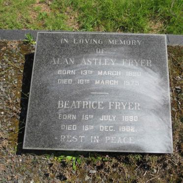 FRYER Alan Astley 1890-1975 &amp; Beatrice 1890-1982