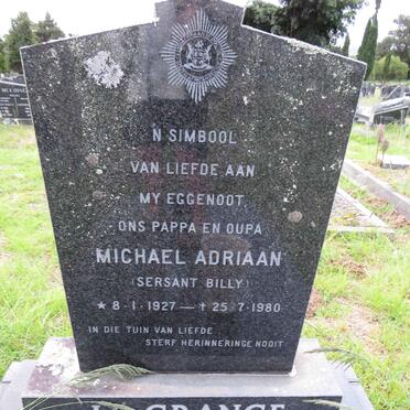 GRANGE Michael Adriaan, le 1927-1980