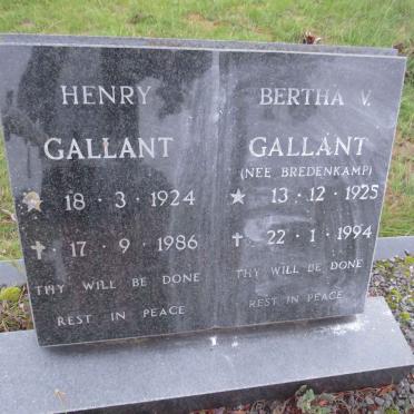 GALLANT Henry 1924-1986 & Bertha V. BREDENKAMP 1925-1994