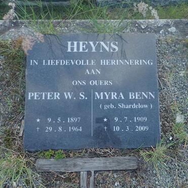 HEYNS Peter W.S. 1897-1964 & Myra Benn SHARDELOW 1909-2009