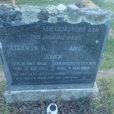 JONCK Lodewyk G. 1888-1963 & Annie RUSSELL 1891-1963