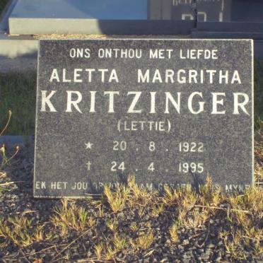 KRITZINGER Aletta Margritha 1922-1995