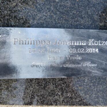 KOTZÉ Phillippa Johanna 1925-2014