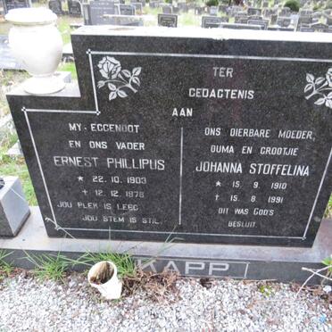 KAPP Ernest Phillipus 1903-1978 & Johanna Stoffelina 1910-1991