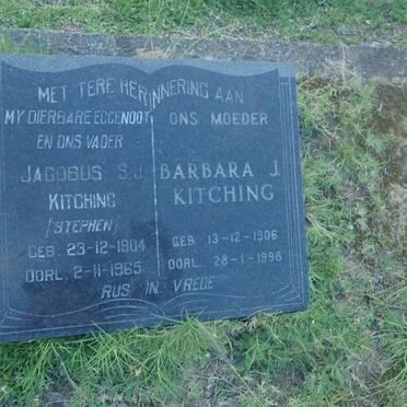 KITCHING Jacobus S.J. 1904-1965 & Barbara J. 1906-1998