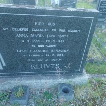KLUYTS Gert Francois Benjamin 1894-1975 & Anna Maria SMIT 1896-1967