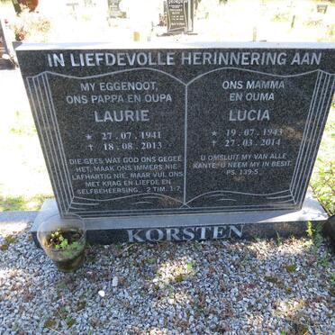 KORSTEN Laurie 1941-2013 &amp; Lucia 1943-2014