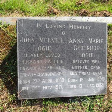 LOGIE John Melvill 1890-1970 &amp; Anna Marie Gertrude 1898-1982