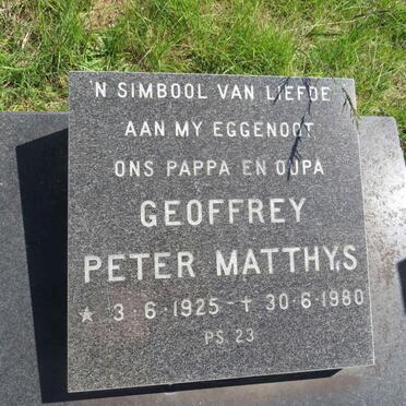 MATTHYS Geoffrey Peter 1925-1980